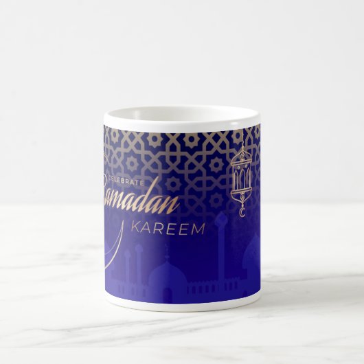 Mug Célébrer Ramadan Kareem Crescent Blue Gold (Centre)
