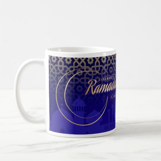 Mug Célébrer Ramadan Kareem Crescent Blue Gold (Gauche)