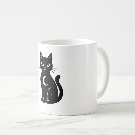 Mug Celestial Black Cat with Crescent Moon | Mystical (Devant droit)