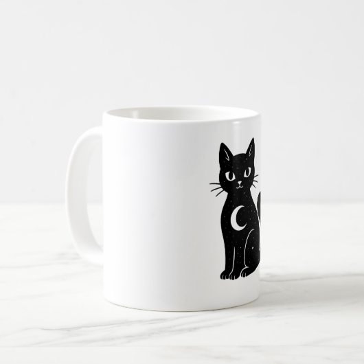Mug Celestial Black Cat with Crescent Moon | Mystical  (Devant gauche)