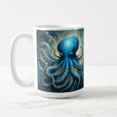 Mug Celestial Waves: The Blue Octopus Fractal Art (Gauche)