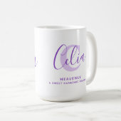 Mug Celia nom signifiant monogramme C texte pourpre (Devant droit)