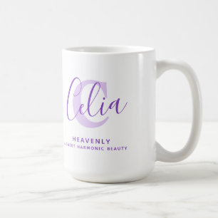 Mug Celia nom signifiant monogramme C texte pourpre