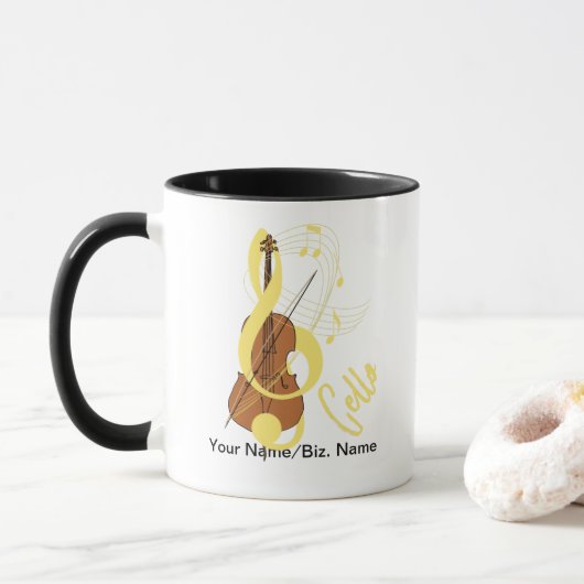Mug Cello Graphic Musicien Thème de musique (Avec donut)