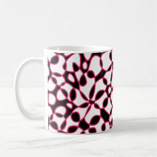 Mug Cells Abstraction Black White Hot Pink