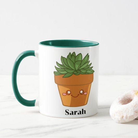 Mug Centre de table pot de plante succulente vert Colo (Avec donut)