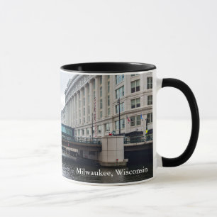 Mug centre-ville de milwaukee riverfront et architectu