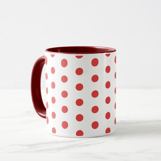 Mug Céramique Classique Rétro Rouge à Points (Devant gauche)