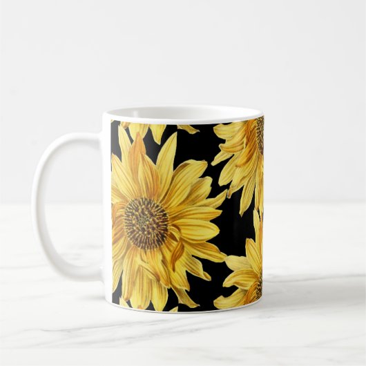 Mug Céramique de tournesol jaune doré (Gauche)
