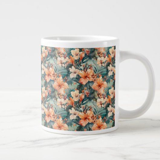 Mug Céramique Géant avec Impression de Hibiscus Tr (Droite)