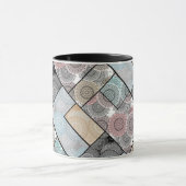 Mug Ceramique mosaique mandala cercles patchwork colle (Centre)
