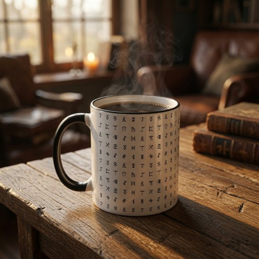 Mug Céramique runique nordique noir et blanc