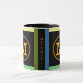 Mug Cercle avec nom M initial, cool & moderne noir (Centre)