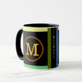 Mug Cercle avec nom M initial, cool & moderne noir (Devant gauche)