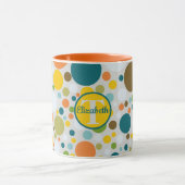 Mug Cercle coloré Pois Motif Monogramme Nom (Centre)