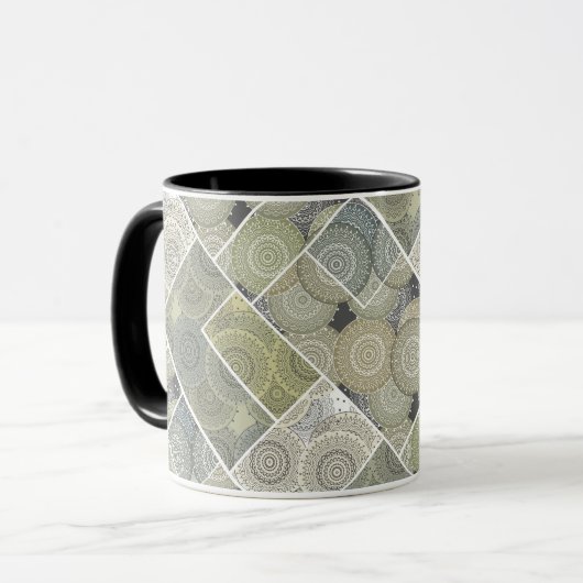 Mug Cercle de carreaux de céramique de mandala de cour (Devant gauche)