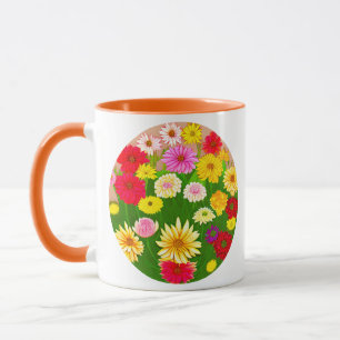 Mug Cercle de fleurs sauvages, rouge et jaune