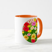 Mug Cercle de fleurs sauvages, rouge et jaune (Devant droit)