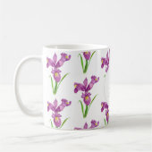 Mug Cercle de monogramme d'art floral des Iris mauves  (Gauche)