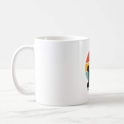 Mug Cercle de silhouette de chien rétro coucher de sol (Gauche)