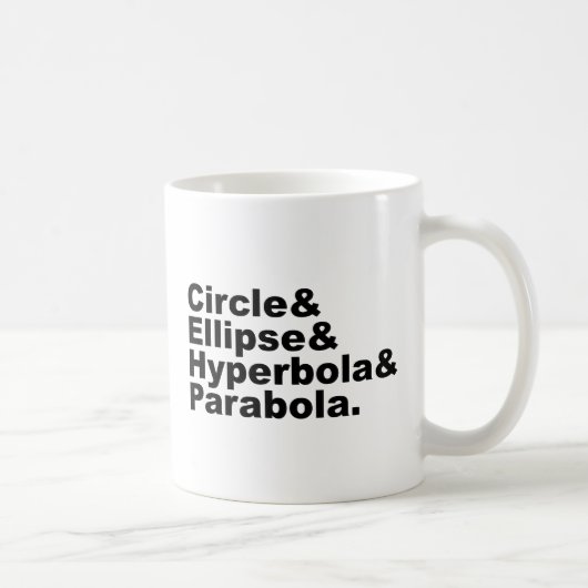 Mug Cercle Ellipse Hyperbole Parabole | Sections coniq (Droite)