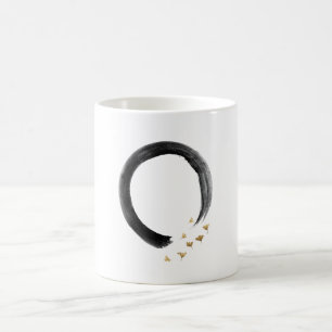Mug Cercle Enso Wabi-Sabi Zen & Ginkgo doré qui dérive
