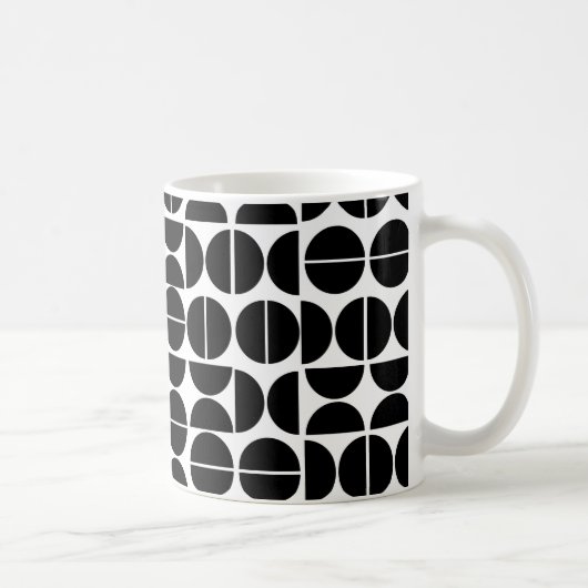 Mug Cercle noir moderne du milieu du siècle abstrait (Droite)