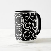 Mug Cercles blancs Design sur Noir (Devant droit)