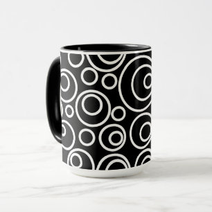 Mug Cercles blancs Design sur Noir