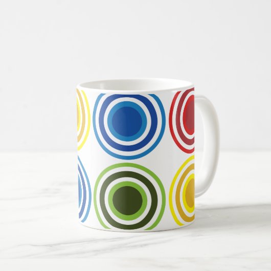 Mug Cercles concentrés colorés Géométriques (Devant droit)