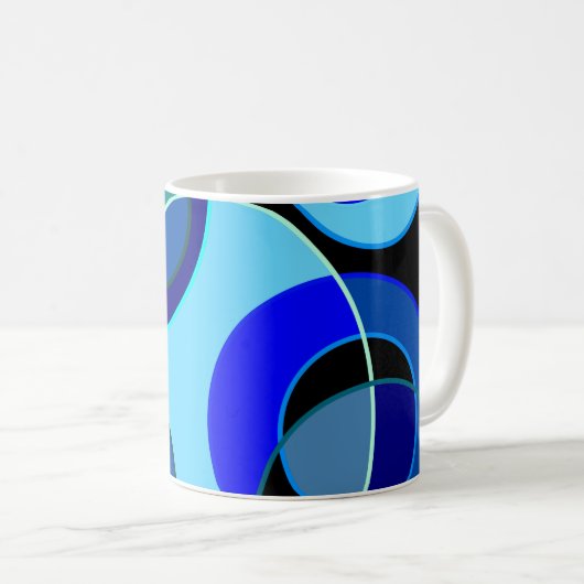 Mug Cercles croisés bleus et verts (Devant droit)