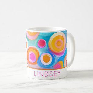Mug Cercles d'art Abstraits NOM coloré Fun Happy
