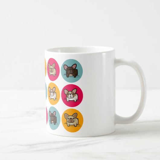 Mug Cercles de Frenchie - bleu, or et rose (Droite)