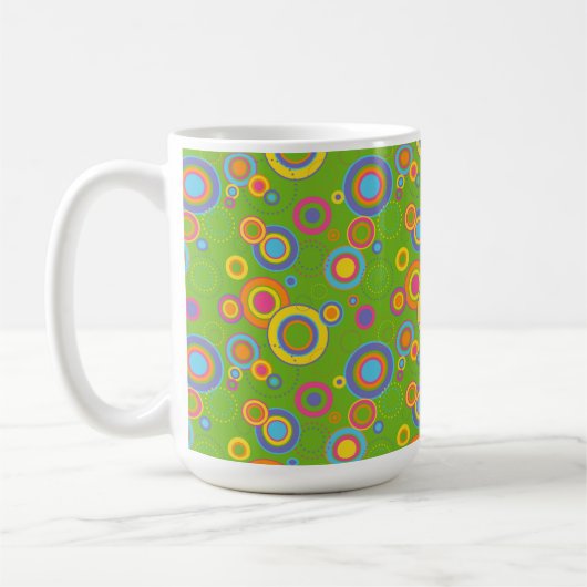 Mug Cercles de mode rétro sur fond vert (Gauche)