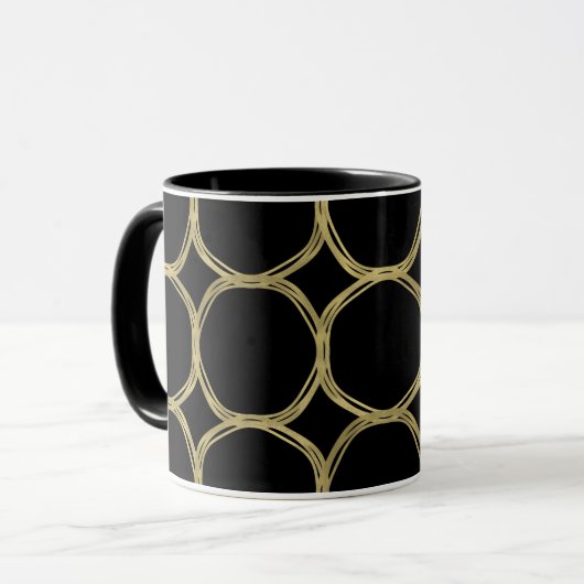 Mug Cercles d'or et Black Modern tendance glam chic (Devant gauche)