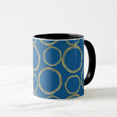 Mug Cercles d'or et Bleu clair Moderne tendance (Devant droit)
