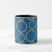 Mug Cercles dorés et bleu vif moderne tendance (Centre)
