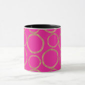 Mug Cercles dorés et rose vif chaud Amusement Moderne  (Centre)