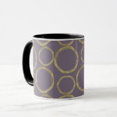 Mug Cercles dorés et taupe rustique violet moderne ten (Devant gauche)