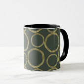 Mug Cercles dorés et vert olive rustique moderne tenda (Devant droit)