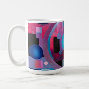 Mug Cercles et Carrés rétro dans les tons doux rose et
