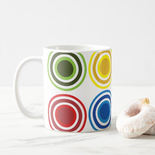 Mug Cercles Géométriques Concentriques Colorés (Avec donut)