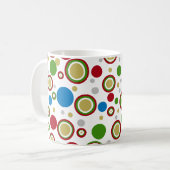 Mug Cercles géométriques Rouge Vert Bleu Argent Or (Devant gauche)