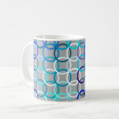 Mug Cercles modernes du milieu du siècle, gris, bleu e (Devant gauche)