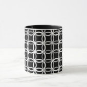 Mug Cercles modernes du milieu du siècle, noir, blanc  (Centre)
