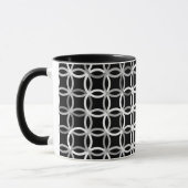 Mug Cercles modernes du milieu du siècle, noir, blanc  (Gauche)