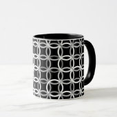 Mug Cercles modernes du milieu du siècle, noir, blanc  (Devant droit)