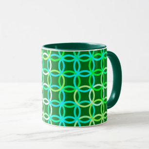 Mug Cercles modernes du milieu du siècle, tons verts