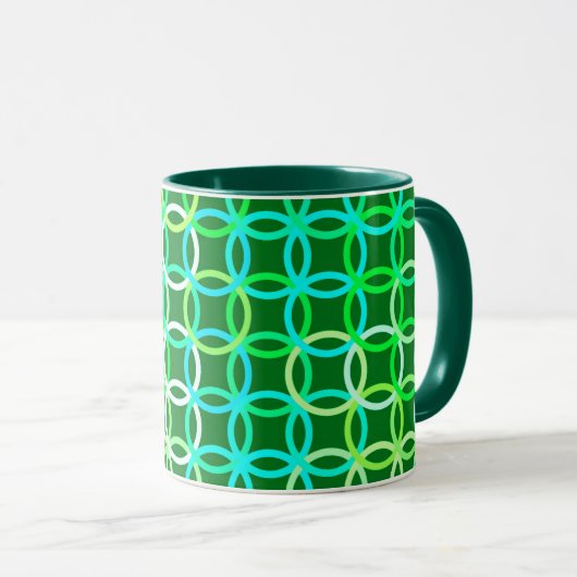 Mug Cercles modernes du milieu du siècle, tons verts (Devant droit)
