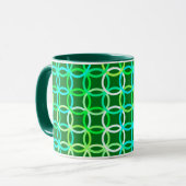 Mug Cercles modernes du milieu du siècle, tons verts (Devant gauche)